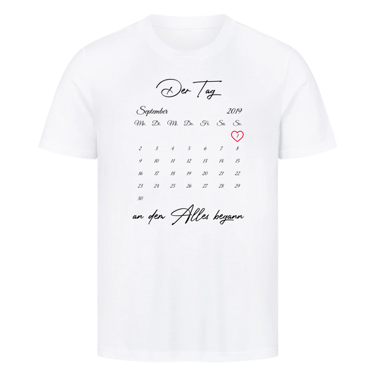 Kalender Datum mit Wunschtext - Premium T-Shirt Männer / Unisex personalisiert