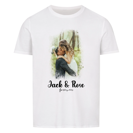 Dein Foto als Aquarell mit Namen und Wunschtext - T-Shirt Unisex personalisiert