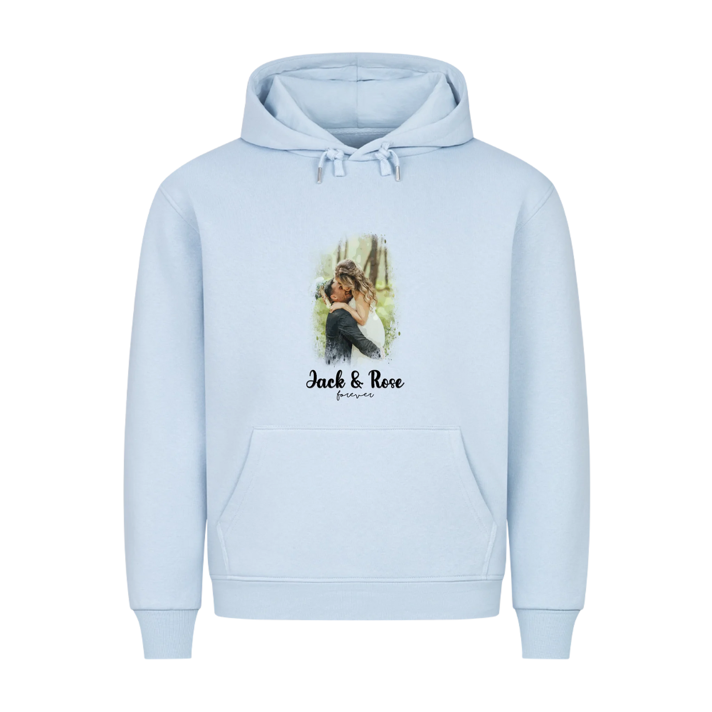 Dein Foto als Aquarell mit Namen und Wunschtext - Premium Hoodie personalisiert