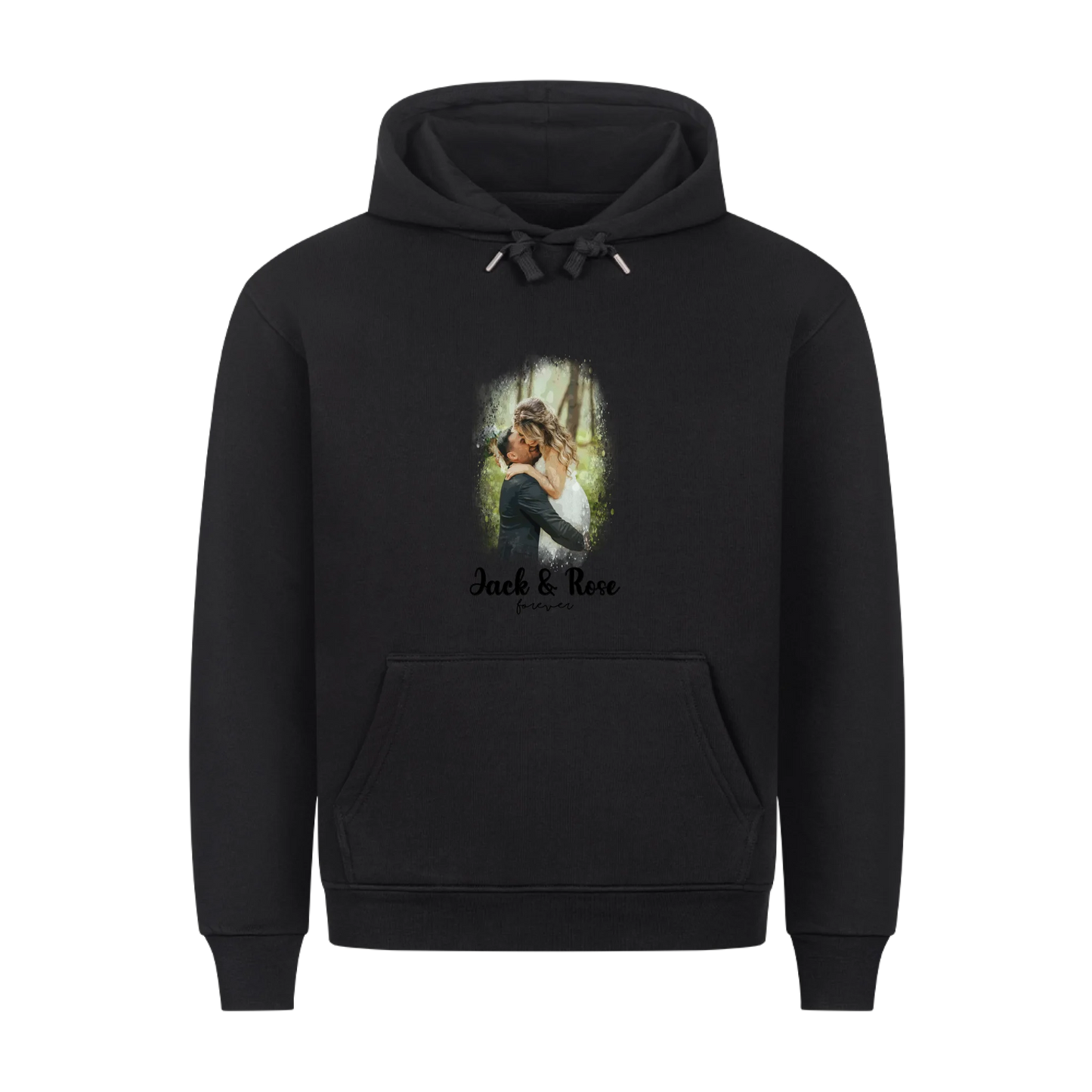 Dein Foto als Aquarell mit Namen und Wunschtext - Premium Hoodie personalisiert