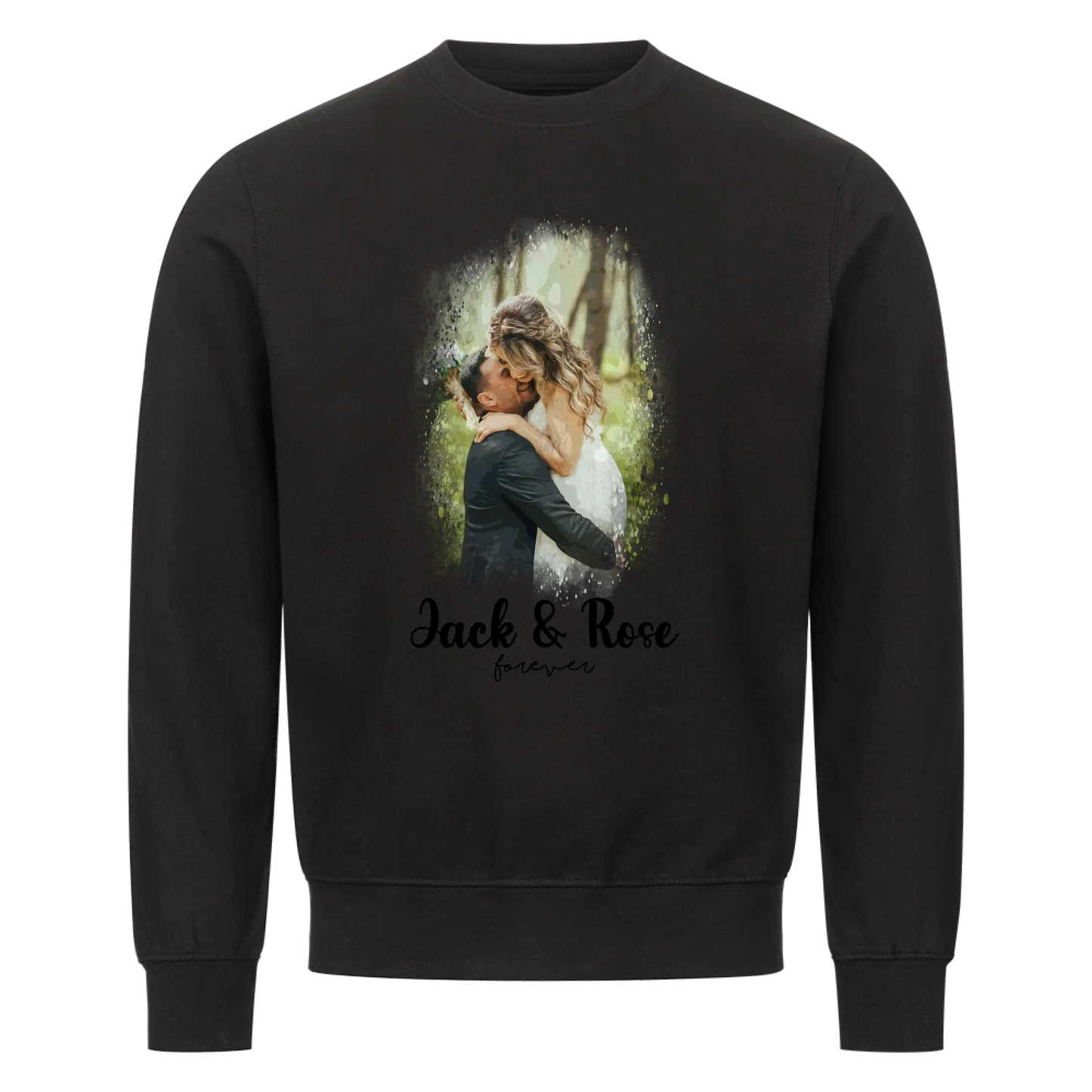 Dein Foto als Aquarell mit Namen und Wunschtext - Sweatshirt personalisiert