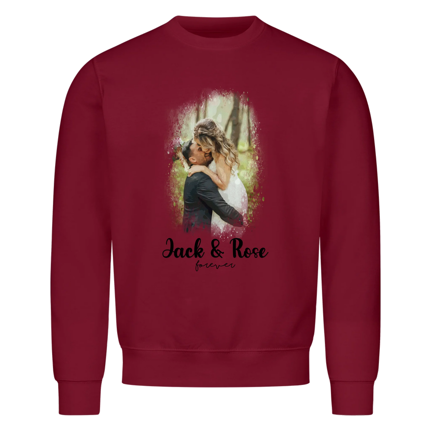 Dein Foto als Aquarell mit Namen und Wunschtext - Sweatshirt personalisiert