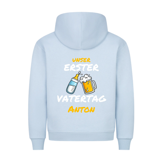 Unser erster Vatertag - Premium Hoodie Rückendruck