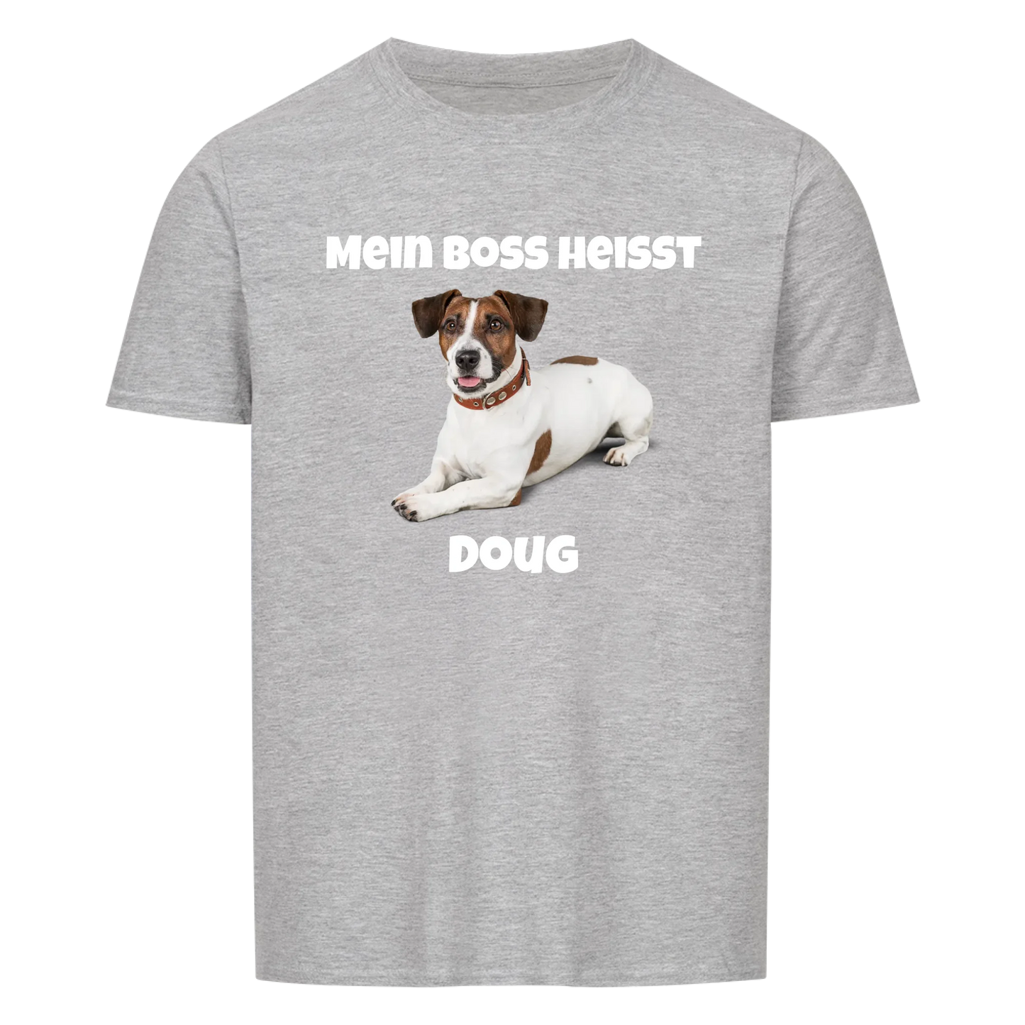 Mein Boss heisst | Haustier -- T-Shirt mit Foto und Name - Unisex für Männer und Frauen
