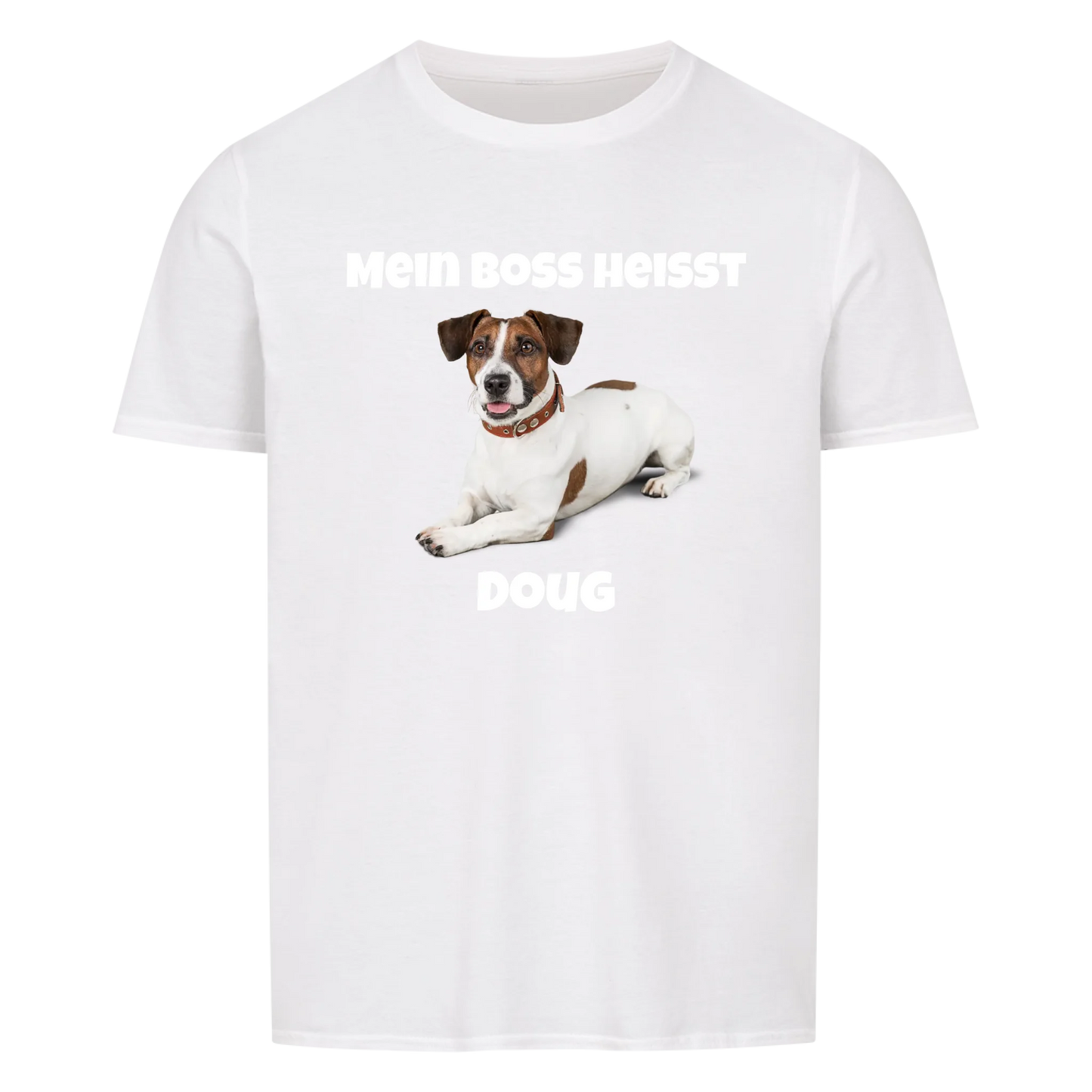 Mein Boss heisst | Haustier -- T-Shirt mit Foto und Name - Unisex für Männer und Frauen