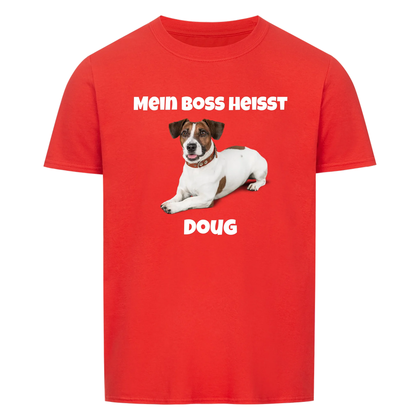 Mein Boss heisst | Haustier -- T-Shirt mit Foto und Name - Unisex für Männer und Frauen
