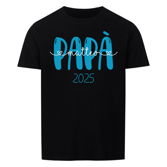 Papà mit Namen und Datum -- T-Shirt Unisex