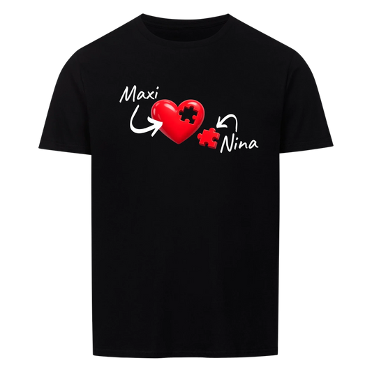 Herz Puzzle mit Namen -- T-Shirt Unisex