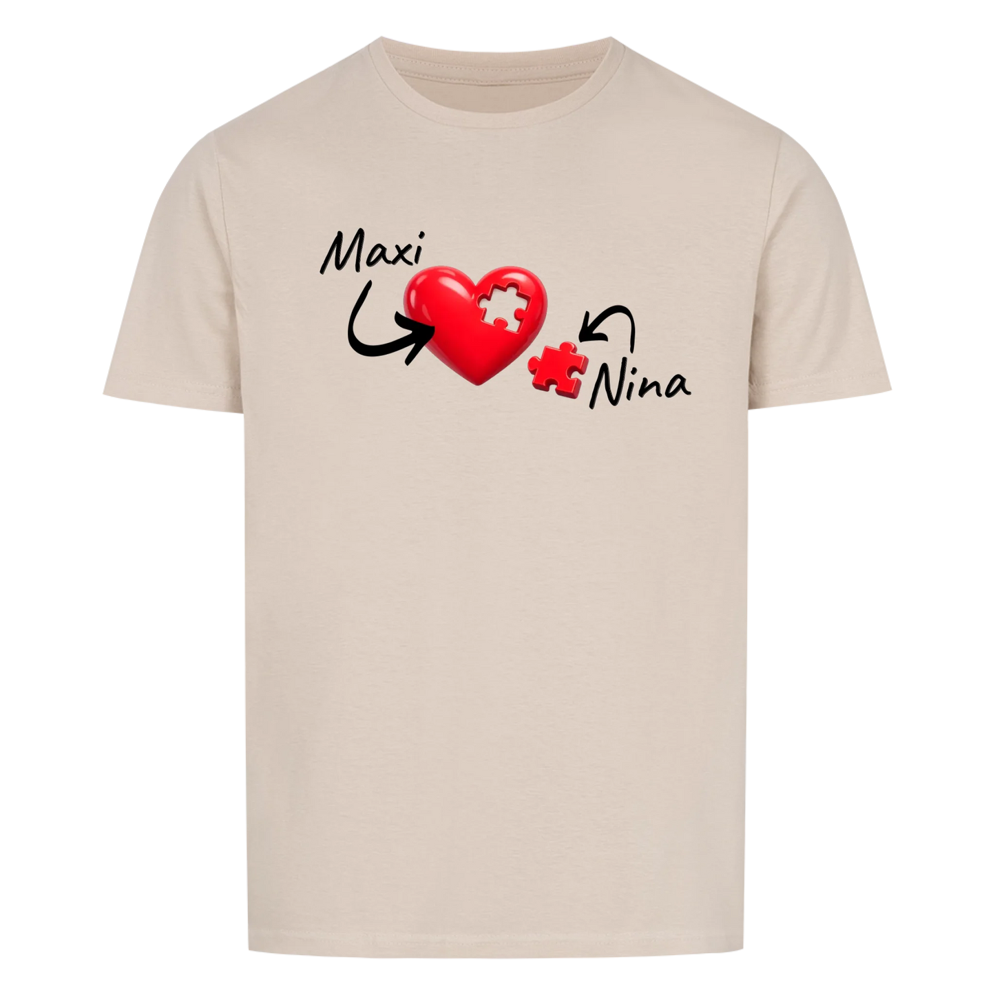 Herz Puzzle mit Namen -- T-Shirt Unisex