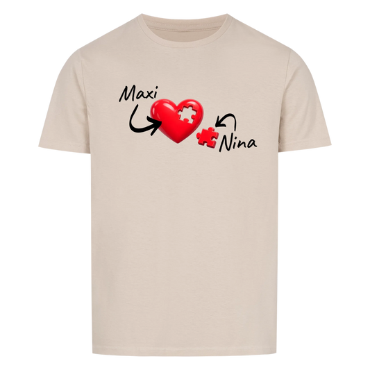 Herz Puzzle mit Namen -- T-Shirt Unisex