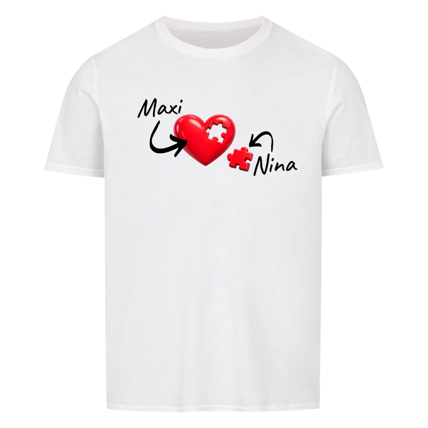 Herz Puzzle mit Namen -- T-Shirt Unisex