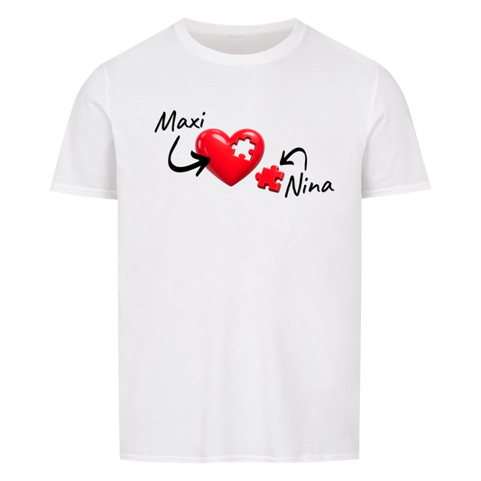 Herz Puzzle mit Namen -- T-Shirt Unisex