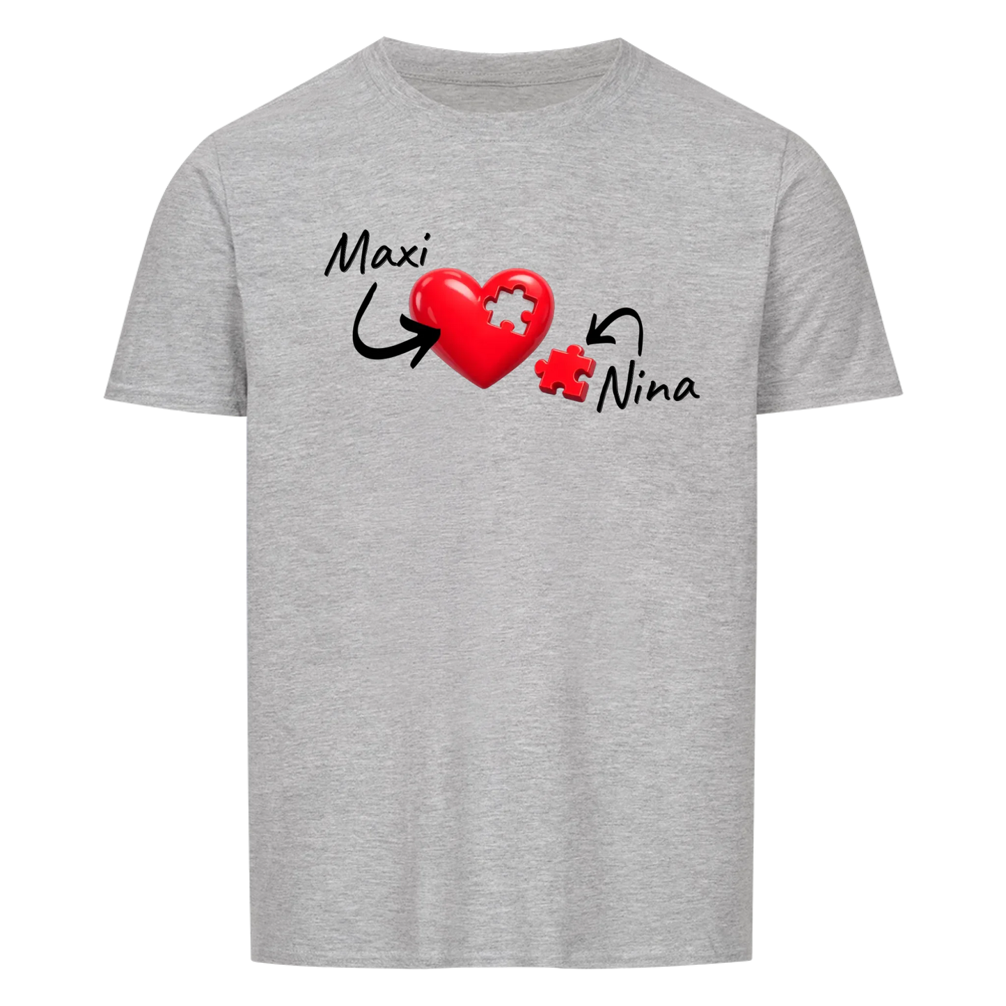 Herz Puzzle mit Namen -- T-Shirt Unisex