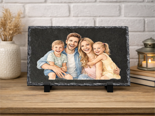 Dein Foto im Wasserfarben Stil - Personalisierte Schiefertafel 20x30cm | Personalisiertes Metallschild 20x30cm –  Geschenk zum Einzug | Deko Wohnzimmer