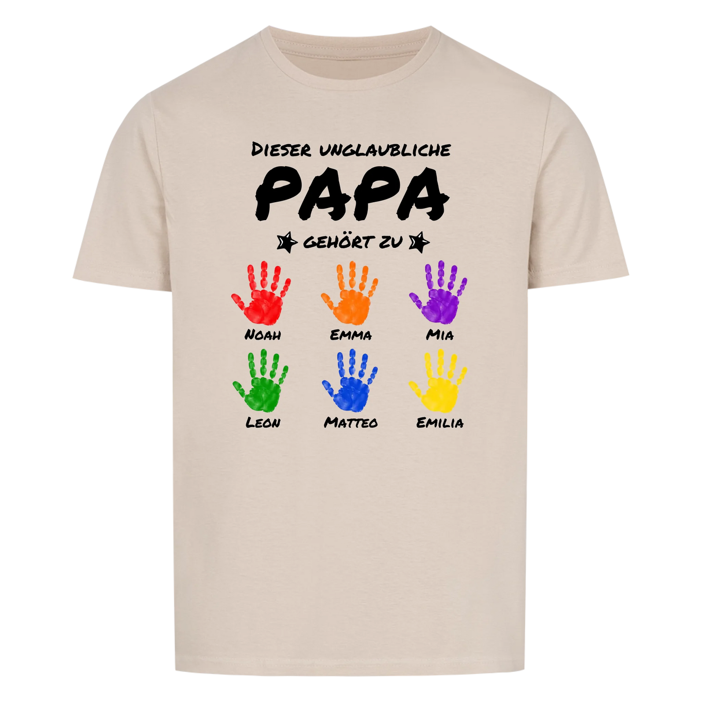 Dieser unglaubliche Papa gehört zu (Kinderhände mit Namen) -- T-Shirt Unisex