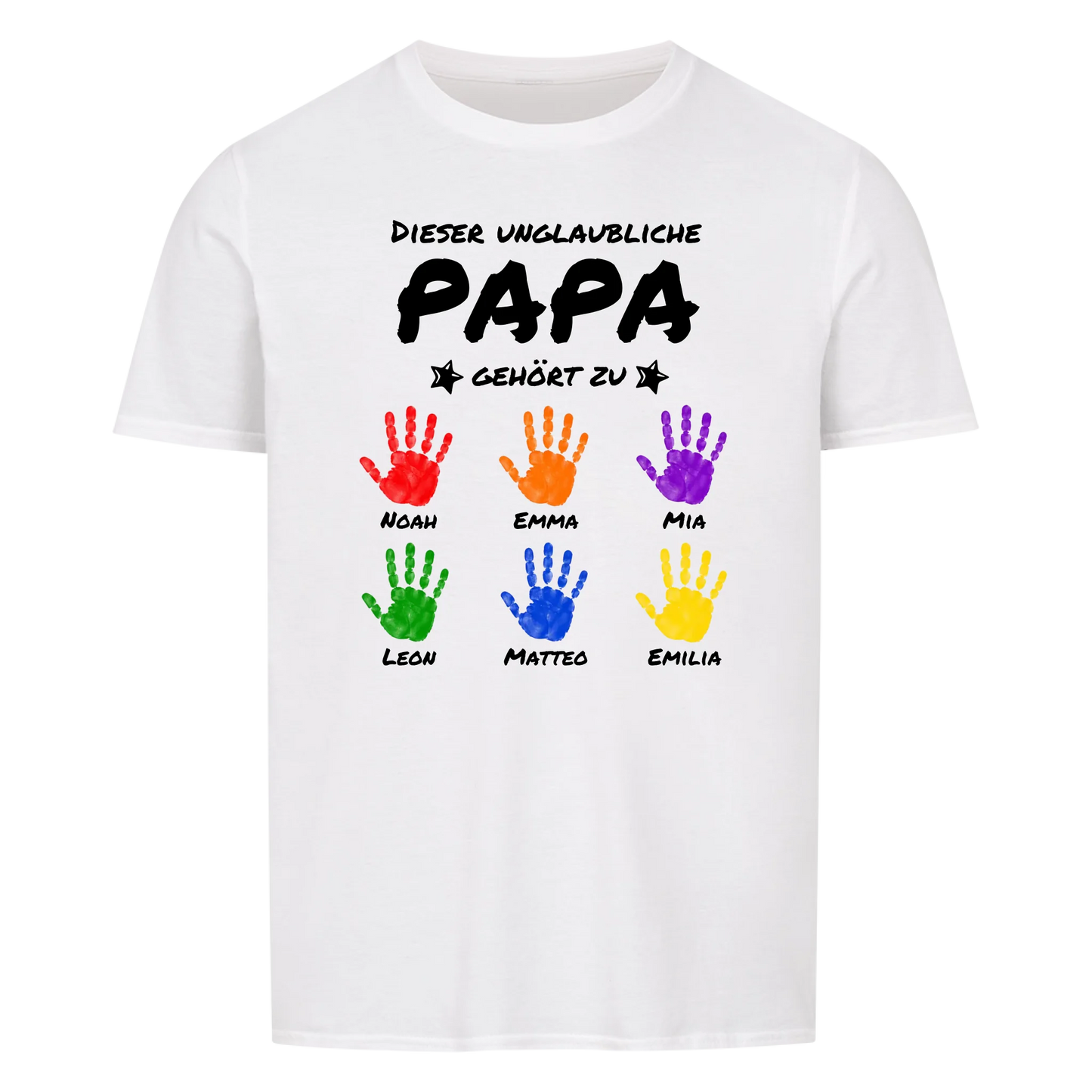 Dieser unglaubliche Papa gehört zu (Kinderhände mit Namen) -- T-Shirt Unisex