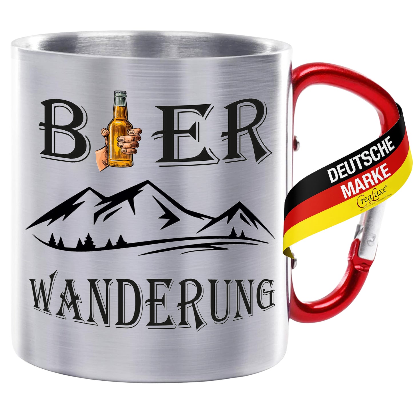 Bierwanderung - Edelstahltasse mit Karabiner - 330ml