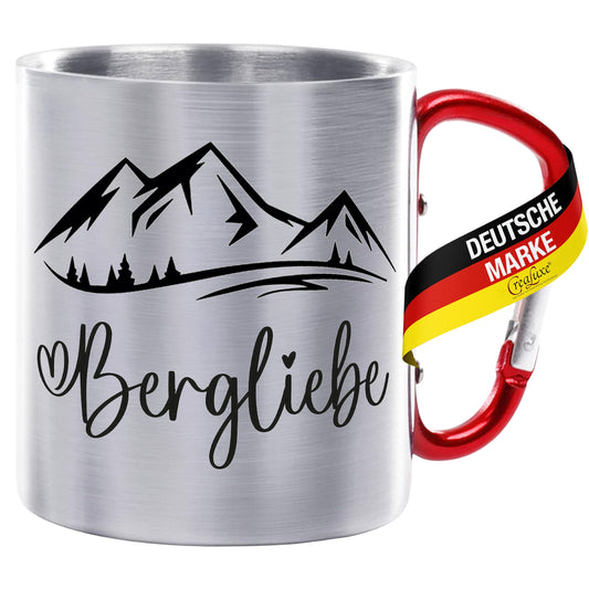 Bergliebe - Edelstahltasse mit Karabiner - 330ml