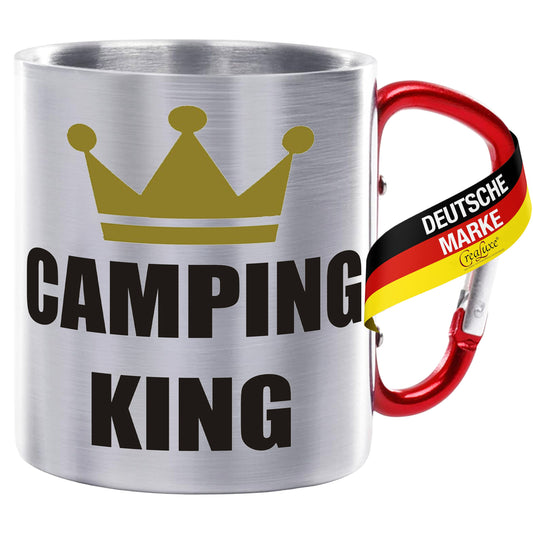 Camping King - Edelstahltasse mit Karabiner - 330ml