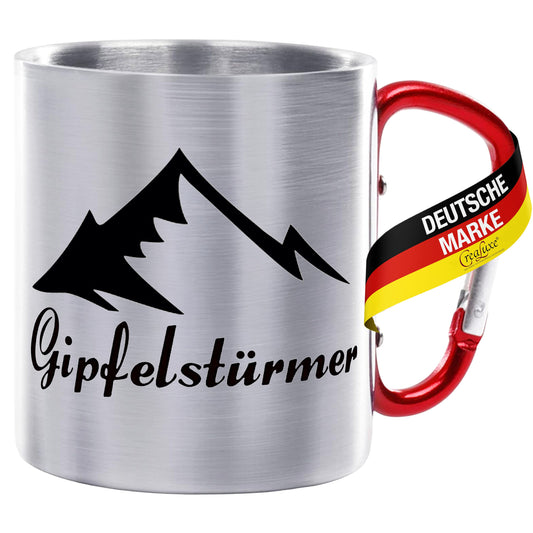 Gipfelstürmer - Edelstahltasse mit Karabiner - 330ml
