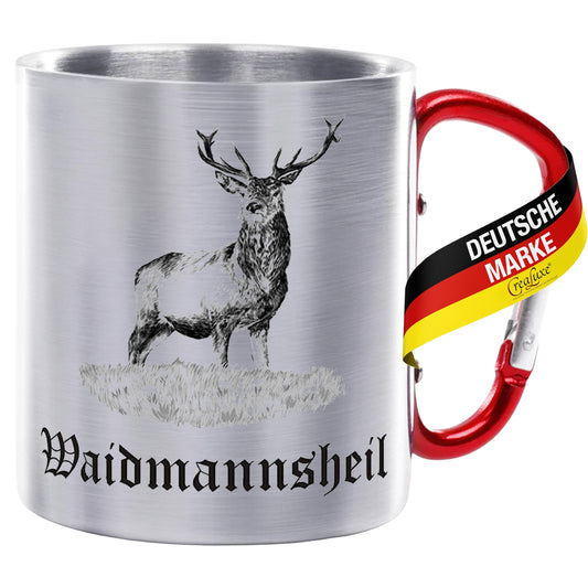 Waidmannsheil - Edelstahltasse mit Karabiner - 330ml