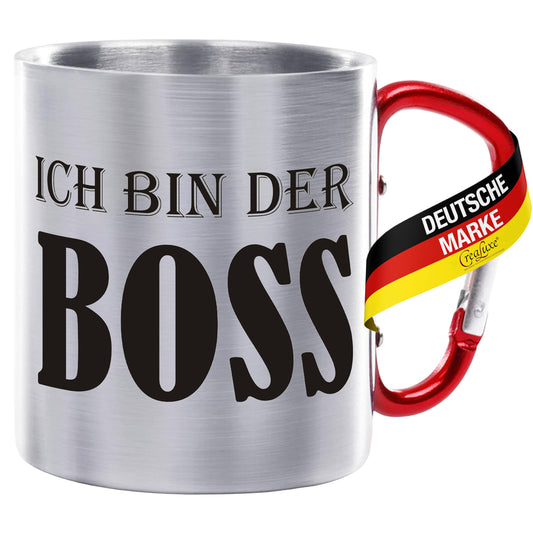 ich bin der Boss - Edelstahltasse mit Karabiner - 330ml