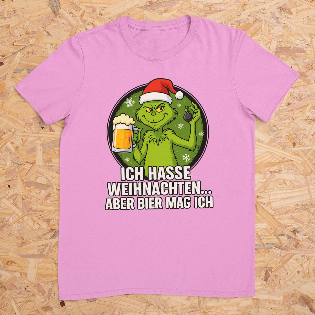 Grinch Ich hasse Weihnachten aber Bier mag ich - T-Shirt Unisex für Männer und Frauen