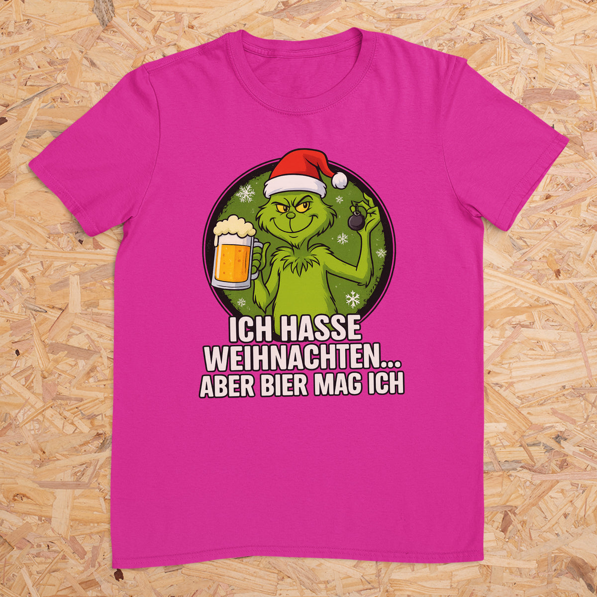 Grinch Ich hasse Weihnachten aber Bier mag ich - T-Shirt Unisex für Männer und Frauen