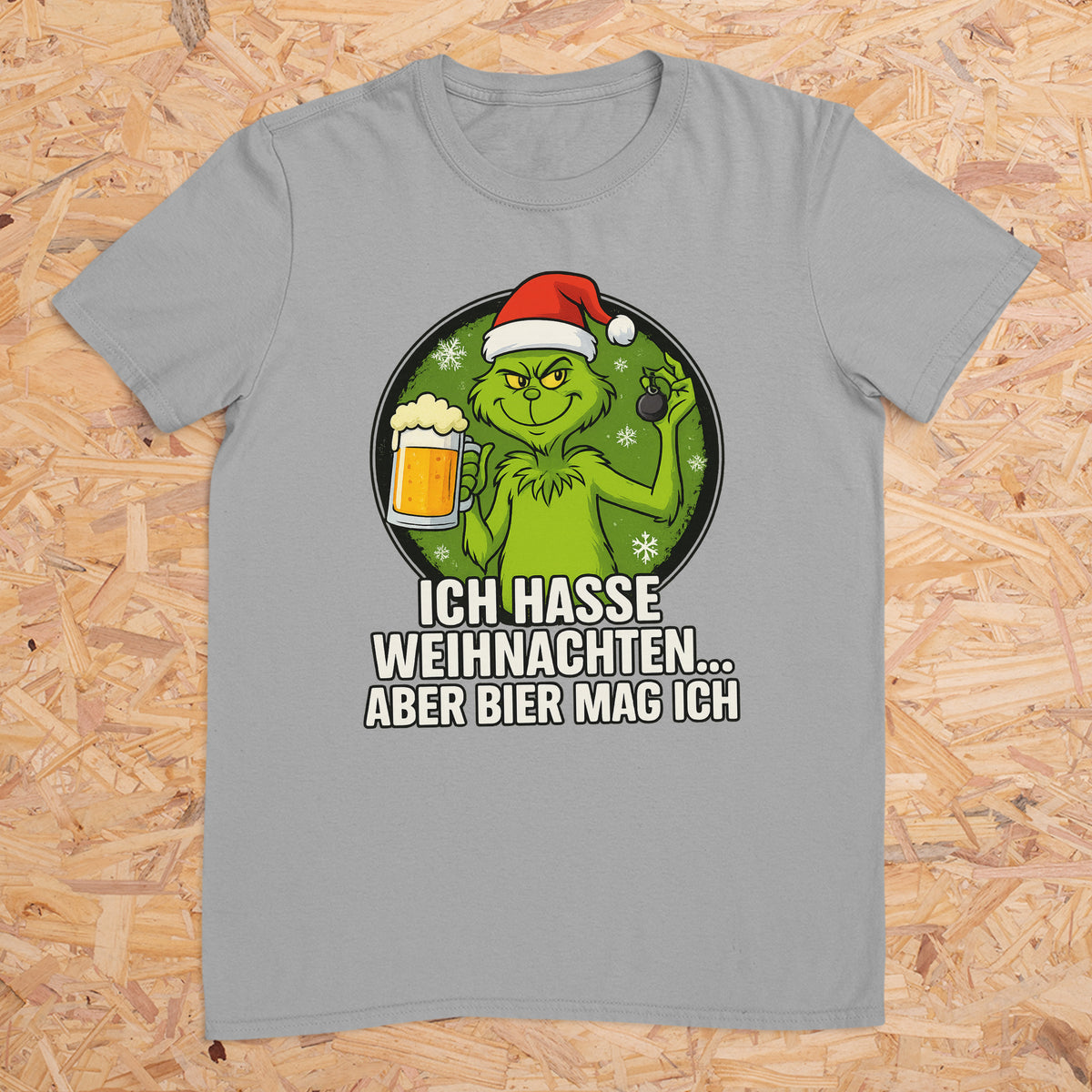 Grinch Ich hasse Weihnachten aber Bier mag ich - T-Shirt Unisex für Männer und Frauen