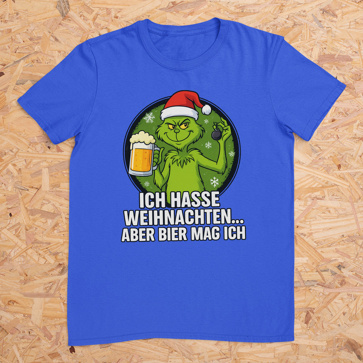 Grinch Ich hasse Weihnachten aber Bier mag ich - T-Shirt Unisex für Männer und Frauen