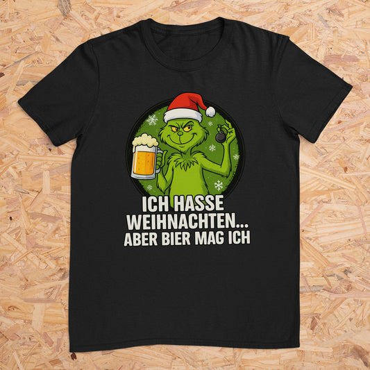 Grinch Ich hasse Weihnachten aber Bier mag ich - T-Shirt Unisex für Männer und Frauen