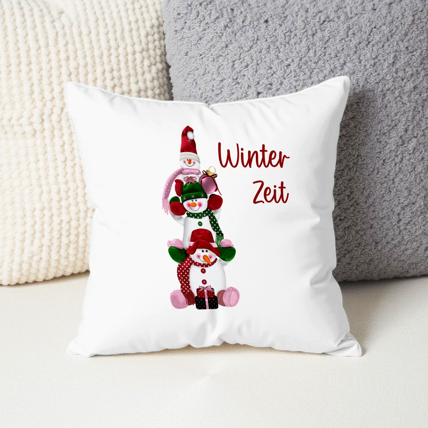 Winterzeit - Flauschiges Kissen 40x40cm