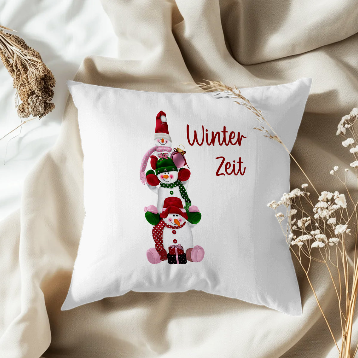 Winterzeit - Flauschiges Kissen 40x40cm