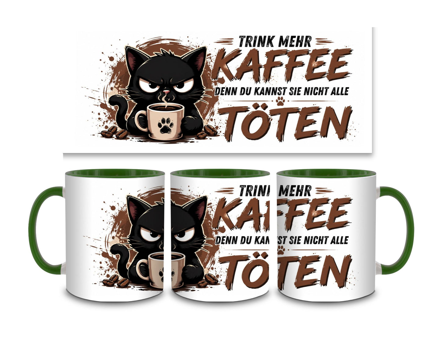 Trink mehr Kaffee - Katze - Kaffeetasse verschiedene Farben - 330ml - Perfekt fürs Büro