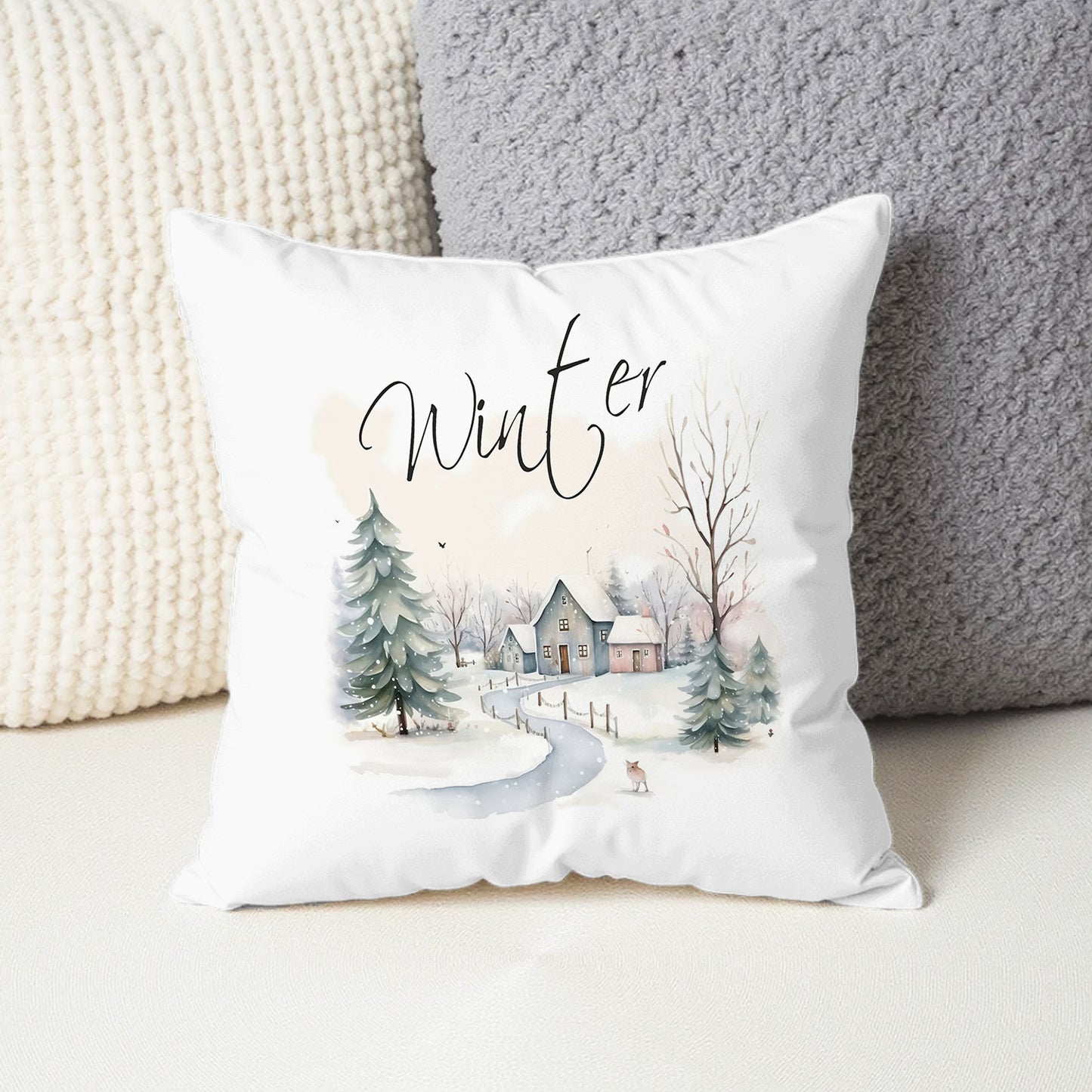 Winter - Flauschiges Kissen 40x40cm