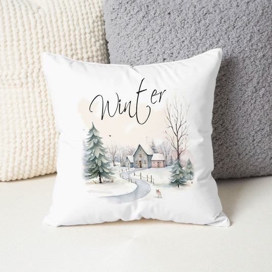 Winter - Flauschiges Kissen 40x40cm