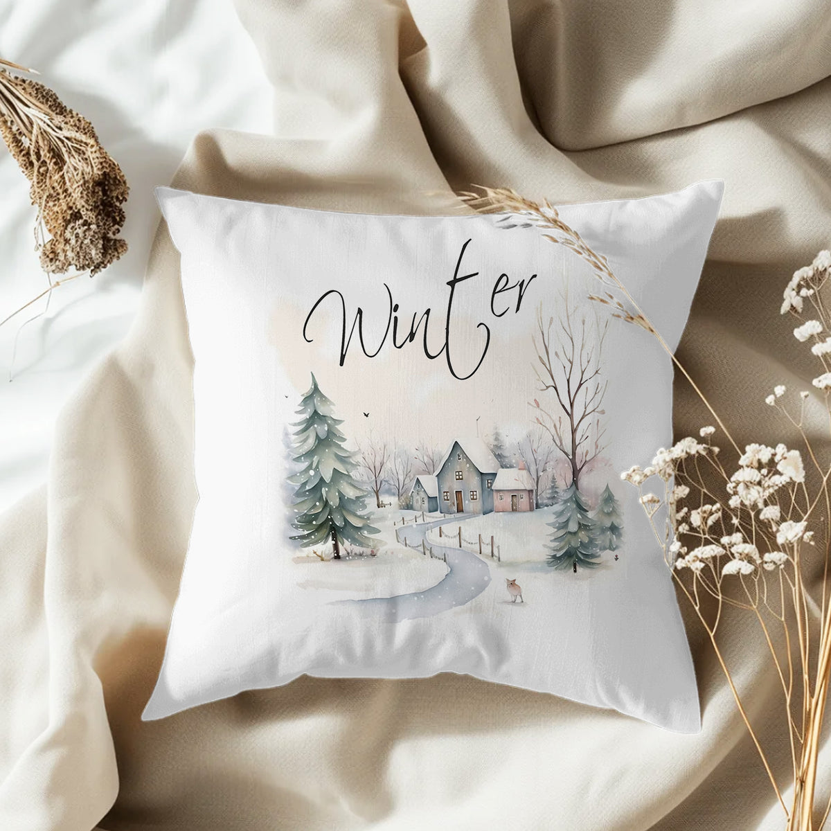 Winter - Flauschiges Kissen 40x40cm