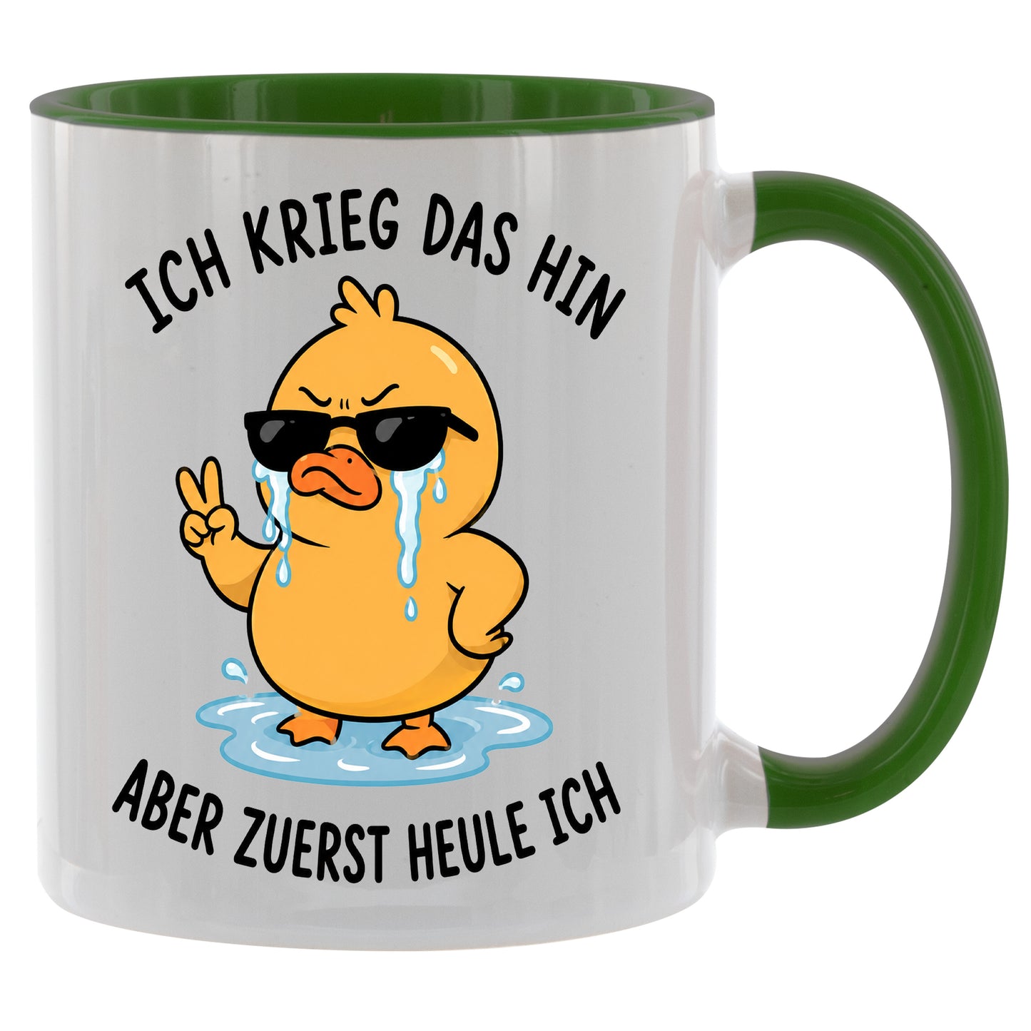 Ich krieg das hin aber zuerst heule ich - Ente - Kaffeetasse verschiedene Farben - 330ml - Perfekt fürs Büro