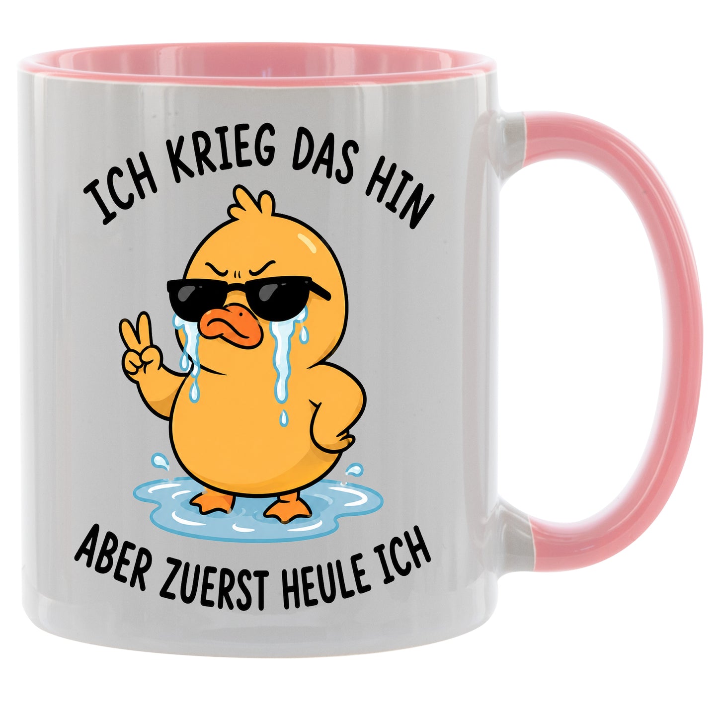 Ich krieg das hin aber zuerst heule ich - Ente - Kaffeetasse verschiedene Farben - 330ml - Perfekt fürs Büro