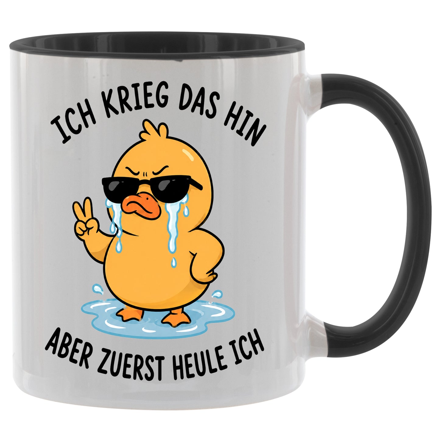 Ich krieg das hin aber zuerst heule ich - Ente - Kaffeetasse verschiedene Farben - 330ml - Perfekt fürs Büro
